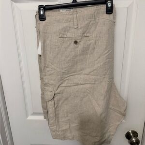 NEW Claiborne Men's Big & Tall Linen Blend Cargo Shorts Beige Sz 50 Casual